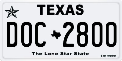 TX license plate DOC2800