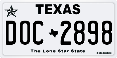 TX license plate DOC2898