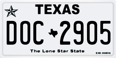 TX license plate DOC2905