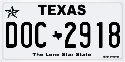 TX license plate DOC2918