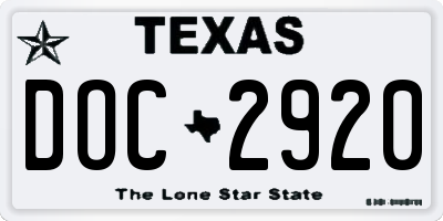 TX license plate DOC2920