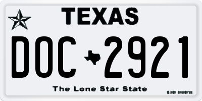 TX license plate DOC2921