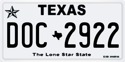 TX license plate DOC2922