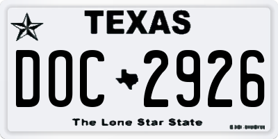 TX license plate DOC2926