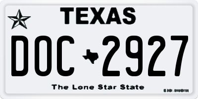 TX license plate DOC2927