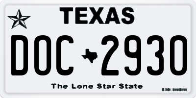 TX license plate DOC2930