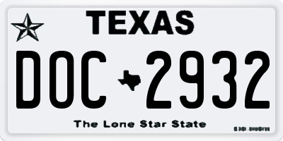 TX license plate DOC2932