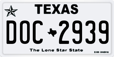 TX license plate DOC2939