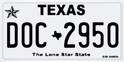 TX license plate DOC2950
