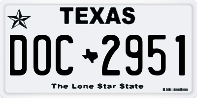 TX license plate DOC2951