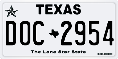 TX license plate DOC2954