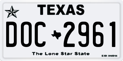 TX license plate DOC2961