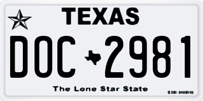 TX license plate DOC2981