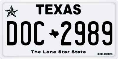 TX license plate DOC2989