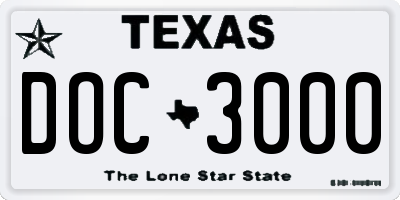 TX license plate DOC3000