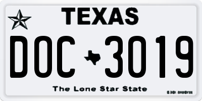 TX license plate DOC3019