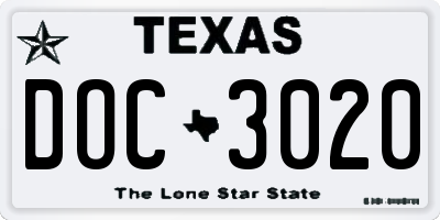 TX license plate DOC3020