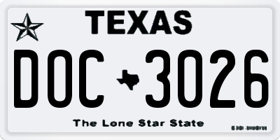 TX license plate DOC3026