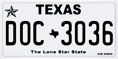 TX license plate DOC3036