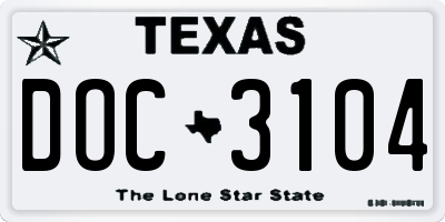 TX license plate DOC3104