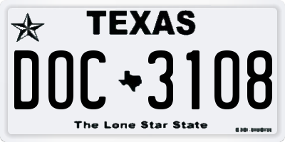 TX license plate DOC3108