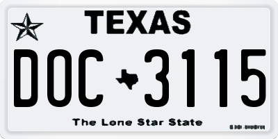 TX license plate DOC3115