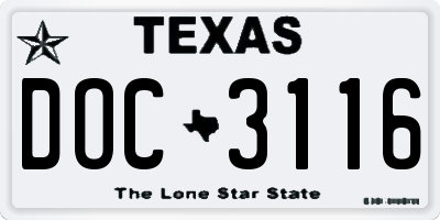TX license plate DOC3116