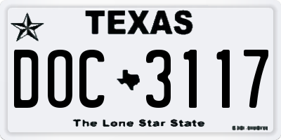 TX license plate DOC3117