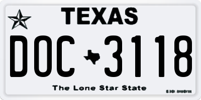 TX license plate DOC3118