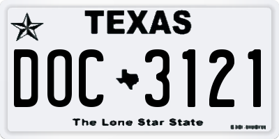 TX license plate DOC3121
