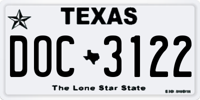 TX license plate DOC3122