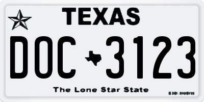 TX license plate DOC3123