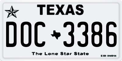 TX license plate DOC3386