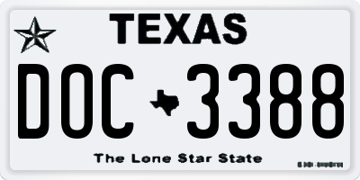TX license plate DOC3388