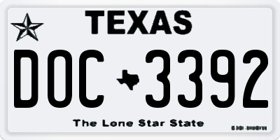 TX license plate DOC3392