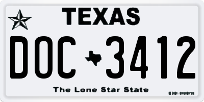 TX license plate DOC3412