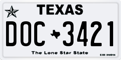 TX license plate DOC3421