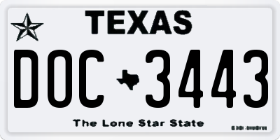 TX license plate DOC3443