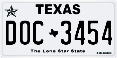 TX license plate DOC3454