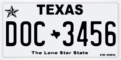 TX license plate DOC3456