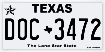 TX license plate DOC3472