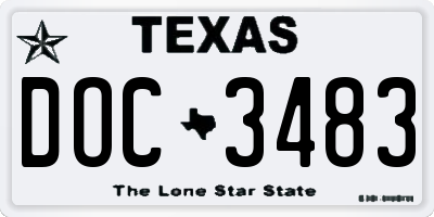 TX license plate DOC3483