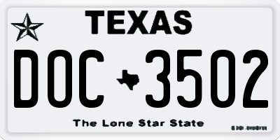 TX license plate DOC3502