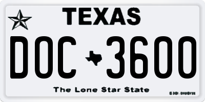 TX license plate DOC3600