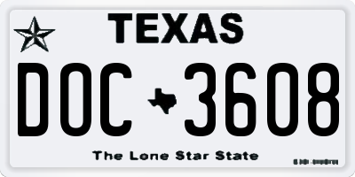 TX license plate DOC3608