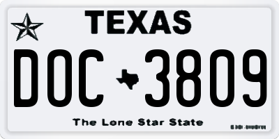 TX license plate DOC3809