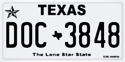 TX license plate DOC3848