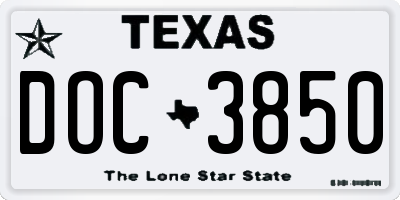 TX license plate DOC3850
