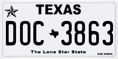 TX license plate DOC3863
