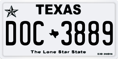 TX license plate DOC3889